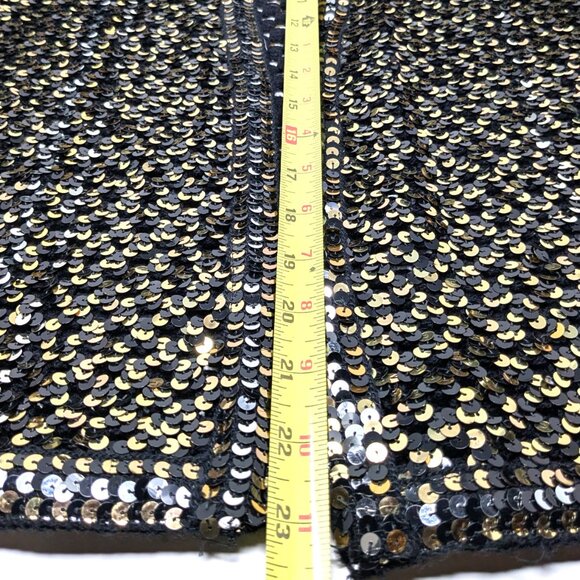 70s Sequin Crochet Cardigan Party Collectibles Size 10 Gold Silver Disco - Picture 14 of 16